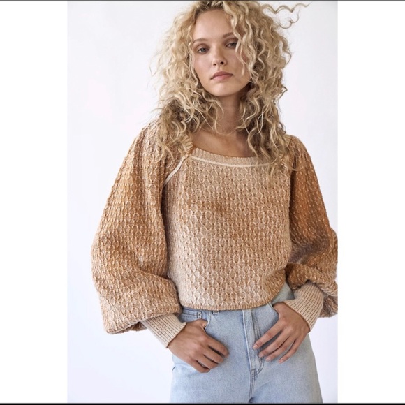 Free people Olivia Pullover toast knit large - Picture 2 of 10